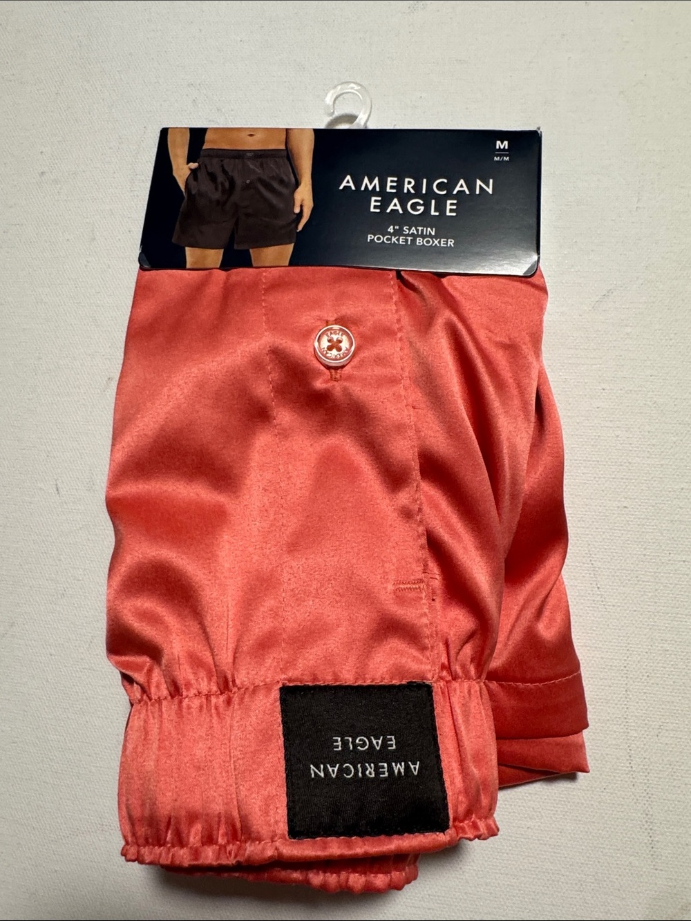Satin Boxers Mens Medium Pink Pocket American Eagle